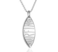 STEFWD Collana per ceneri in acciaio inox con ciondolo a forma di tavola da surf per donne e uomini, Acciaio inossidabile, Nessuna pietra preziosa