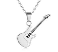 STEFWD Collana ricordo per le ceneri per gli amanti della musica in acciaio inossidabile Chitarra Cremazione Gioielli Donne Uomini Memorial Urna Ciondolo Amati Ceneri Collana, Acciaio inossidabile