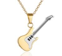 STEFWD Collana ricordo per le ceneri per gli amanti della musica in acciaio inossidabile Chitarra Cremazione Gioielli Donne Uomini Memorial Urna Ciondolo Amati Ceneri Collana, Acciaio inossidabile