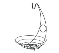 Stehende Obstschale Mit Bananenaufhänger - Moderner - & korb Aus Eisen | Platzsparende Design-Aufbewahrung Für Die Arbeitsplatte | Eleganter Obstkorb Küche Schwarz, 39x27cm, 1 Stk