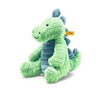 Steiff 087813 Peluche a forma di orsacchiotto con scritta in lingua tedesca "Pot in pontosaurus", circa 28 cm, con bottone all'orecchio, per bambini dalla nascita, colore: verde/petrolio