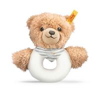 Steiff Peluche Orsetto Sogni d’oro, anello con sonaglio, dolce animale di stoffa, bambini e neonati da 0 mesi, gioco di 12 cm, grigio chiaro, 239939