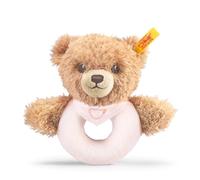 Steiff Peluche Orsetto Sogni d’oro, anello con sonaglio, dolce animale di stoffa per bambini e neonati da 0 mesi, gioco di 12 cm, rosa, 239557