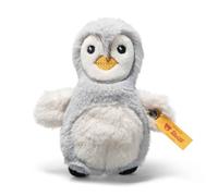 Steiff Peluche Pinguino Lio anello con sonaglio, dolce animale di stoffa, bambini e neonati da 0 mesi, Friends, pupazzo 11 cm, grigio chiaro, 242830