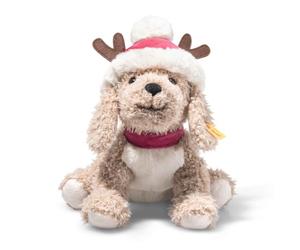 Steiff Rudy 067686 - Peluche a forma di cane natalizio con occhi in plastica, per bambini, ragazzi e ragazze, Friends, 27 cm, beige