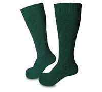 Steigenhöfer Manufaktur Calze tradizionali da uomo e da donna lunghe - Calze classiche al ginocchio a treccia - Oktoberfest in cotone per uomini e donne, verde scuro, 43-44