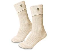 Steigenhöfer Manufaktur Calze tradizionali da uomo e da donna lunghe - Calze classiche al ginocchio a treccia - Oktoberfest in cotone per uomini e donne, Beige con stella alpina, 39-42