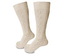 Steigenhöfer Manufaktur Calze tradizionali da uomo e da donna lunghe - Calze classiche al ginocchio a treccia - Oktoberfest in cotone per uomini e donne, beige., 43-44