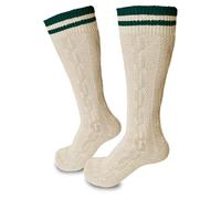 Steigenhöfer Manufaktur Calzini lunghi a righe da uomo e da donna, in cotone, per Oktoberfest e altre celebrazioni, calzini unisex, Beige/Verde, 45-46