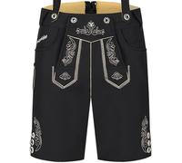 Steigenhöfer Manufaktur Lukas - Pantaloncini bavaresi Softshell con bretelle - Lederhosen Oktoberfest Outfit, nero, 30