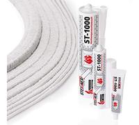STEIGNER Cordone Isolante in fibra ceramica SKD01-12, con sigillante adesivo per montaggio termico resistente alla temperatura fino a 1260 ° C, 12x12 mm, 3 m