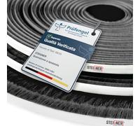 STEIGNER Guarnizione a spazzola autoadesiva nero 11 mm x 10 m - Guarnizione per finestre, porte e portefinestre - Isolamento acustico, protezione dal vento e dalla polvere