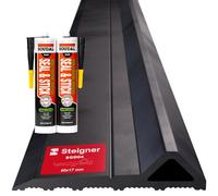 STEIGNER Soglia garage 3,5m in EPDM nero 17mm x 80mm SGD04 - Kit isolante con 2 x colla di montaggio e guarnizione per porte da garage tipo Hörmann - Soglia antipioggia, blocca acqua