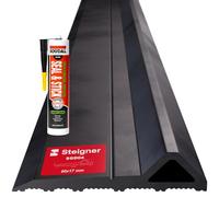 STEIGNER Soglia garage 3m in EPDM nero 17mm x 80mm SGD04 - Kit isolante con 1 x colla di montaggio e guarnizione per porte da garage tipo Hörmann - Soglia antipioggia, blocca acqua