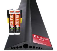 STEIGNER Soglia garage 4,5m in EPDM nero 28mm x 155mm SGD03 - Kit isolante con 2x colla di montaggio e guarnizione porta per diversi tipi di garage - Soglia antipioggia, isolamento termi
