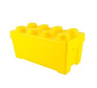 Stein-Experte LEGO® Scatola portaoggetti gialla - Sistema di organizzazione creativo in design Lego, taglia media con coperchio e impilabile (37 x 18 x 18 cm) per camera dei bambini e divertimento
