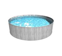 Steinbach Piscina a parete in acciaio New Splasher Secure - 011002G - Ø 350 x 90 m - Piscina rotonda effetto legno grigio scuro e pellicola interna grigia per fino a 7.800 l di acqua - con sistema di