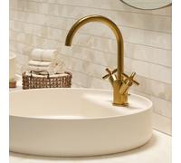 Miscelatore per lavabo Steinberg serie 250, girevole, a due maniglie, con scarico a scomparsa, sporgenza 155 mm, 2501500, Colorazione: Oro spazzolato