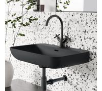 Steinberg Lavabo sospeso Serie 449 600x400x120 mm SOLIDSurface 1 foro con troppopieno nero opaco