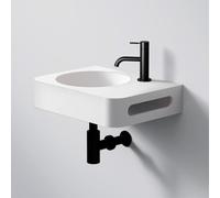 Steinberg Série 449 lavabo mural, 450x330mm, porte-serviette droite, SOLIDSurface, 1 trou pour robinet, avec trop-plein, 4497105W, 4497105W