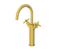 Miscelatore per lavabo Steinberg serie 250, alto, girevole, a due maniglie, con scarico a scomparsa, sporgenza 155 mm, 2501550, Colorazione: Oro spazzolato