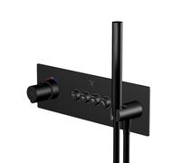 Steinberg Série 390 Mitigeur de douche/bain, thermostat encastré, douchette à main incluse, flexible de douche, 4 consommateurs, 39042422S, 39042422S, Colorazione: Nero opaco