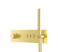 Steinberg Série 390 Mitigeur de douche/bain, thermostat encastré, douchette à main incluse, flexible de douche, 3 consommateurs, 39042322BG, 39042322BG, Colorazione: Oro spazzolato