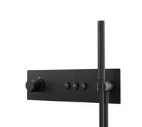 Steinberg Série 390 Mitigeur de douche/bain, thermostat encastré, douchette à main incluse, flexible de douche, 3 consommateurs, 39042322S, 39042322S, Colorazione: Nero opaco