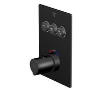 Steinberg Série 390 robinet de douche/bain, thermostat encastré 3/4, avec pushtronic, 3 consommateurs, 39042313S, 39042313S, Colorazione: Nero opaco