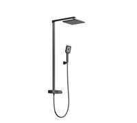 Steinberg Série 390 Système de douche, thermostat, 2 consommateurs, Pushtronic, douche de pluie, douchette à main, 3902750S, 3902750S, Colorazione: nero opaco