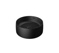 Lavabo da appoggio Steinberg Serie 440, rotondo, 415x415x150 mm, SolidSurface, senza foro per rubinetto, con sfioratore, 4406210, Colorazione: nero opaco