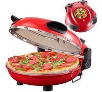 Steinborg Forno elettrico per pizza con pietra da 32 cm, 390 °C, forno per pizza, stazione per pizza elettrica, griglia per pizza, timer, 5 livelli, 1200 Watt, forno per pizza