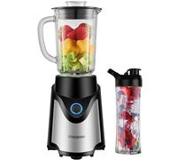 Steinborg Frullatore con bicchiere To-Go, frullatore, 500 Watt, 600 ml, brocca di vetro + borraccia da 570 ml, tappo a vite senza BPA, frullatore a 6 vie