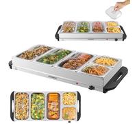 Steinborg Scaldacollo elettrico XXL con coperchio, 450 Watt, 5 contenitori per alimenti a buffet, scalda cibo Chafing Dishes Buffet & Catering, 10 litri