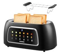 Steinborg Tostapane automatico con inserto per panino, 4 fette, funzione di sollevamento automatico senza leva, tostapane automatico, display digitale, indicatore del pane, spegnimento automatico