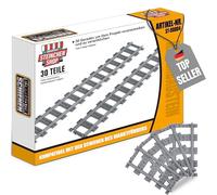 Steinchenshop 30 binari dritti - circa 4 m di lunghezza - compatibile con sistemi di bloccaggio - 13,5 × 6,2 cm ciascuno - accessori per modellismo in plastica di alta qualità