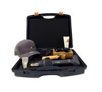 Steinel MobileHeat MH - Pistola termica a batteria, 7 pezzi, con 2 batterie Bosch AMPShare da 8,0 Ah da 18 V, rullo di spinta, ugello piatto angolare, cappello, occhiali da sole e protezione solare in