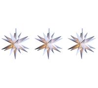 STEINFIGURENWELT GIEBEN Dekowelt - Stella a LED 3D, diametro 8 cm, a batteria, per interni, in plastica, piccola stella luminosa, decorazione per interni (3 catene bianche)