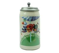 Steinfixx® - Boccale originale Oktoberfest 1990 con coperchio in peltro e certificato I Boccale dell'anno I Wiesnkbrocca I