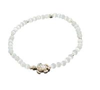 Steinfixx® - Braccialetto di perle 4 mm con tartaruga - turchese, occhio di tigre rosso, agata blu, Shoushan Stone o selenite - fatto a mano in Germania - con confezione regalo, 4 mm, Perle di pietre