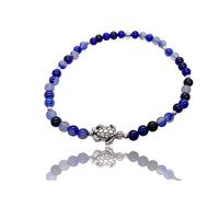 Steinfixx® - Braccialetto di perle 4 mm con tartaruga - turchese, occhio di tigre rosso, agata blu, Shoushan Stone o selenite - fatto a mano in Germania - con confezione regalo, 4 mm, Perle di pietre