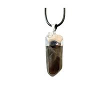 Steinfixx - Ciondolo in argento al quarzo fumé con catena a cordoncino, ciondolo con pietra curativa, nuova forza e gioia di vivere, Brasile