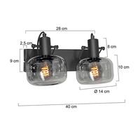 Steinhauer Applique Glaslic, 2 luci, grigio fumo, vetro, metallo Steinhauer