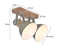 Steinhauer Faretto da soffitto Gearwood, verde, a 2 luci, metallo, legno, E27 Steinhauer