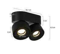 Steinhauer Faretto da soffitto LED Fez, nero, a 2 luci, metallo, orientabile Steinhauer