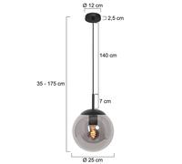 Steinhauer Lampada a sospensione Bollique, nero, Ø 25 cm, vetro, a 1 luce, globo Steinhauer