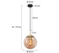 Steinhauer Lampada a sospensione Bollique, ottone, Ø 25 cm, vetro, a 1 luce, globo Steinhauer