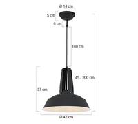Steinhauer Lampada a sospensione Eden, nero, metallo, portalampada E27 Steinhauer