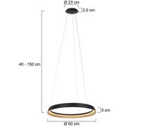 Steinhauer Lampada a sospensione Ringlux LED, a 1 luce, nero, metallo Steinhauer