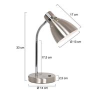 Steinhauer Lampada da tavolo a molla, colore acciaio, metallo, braccio flessibile, 3391ST